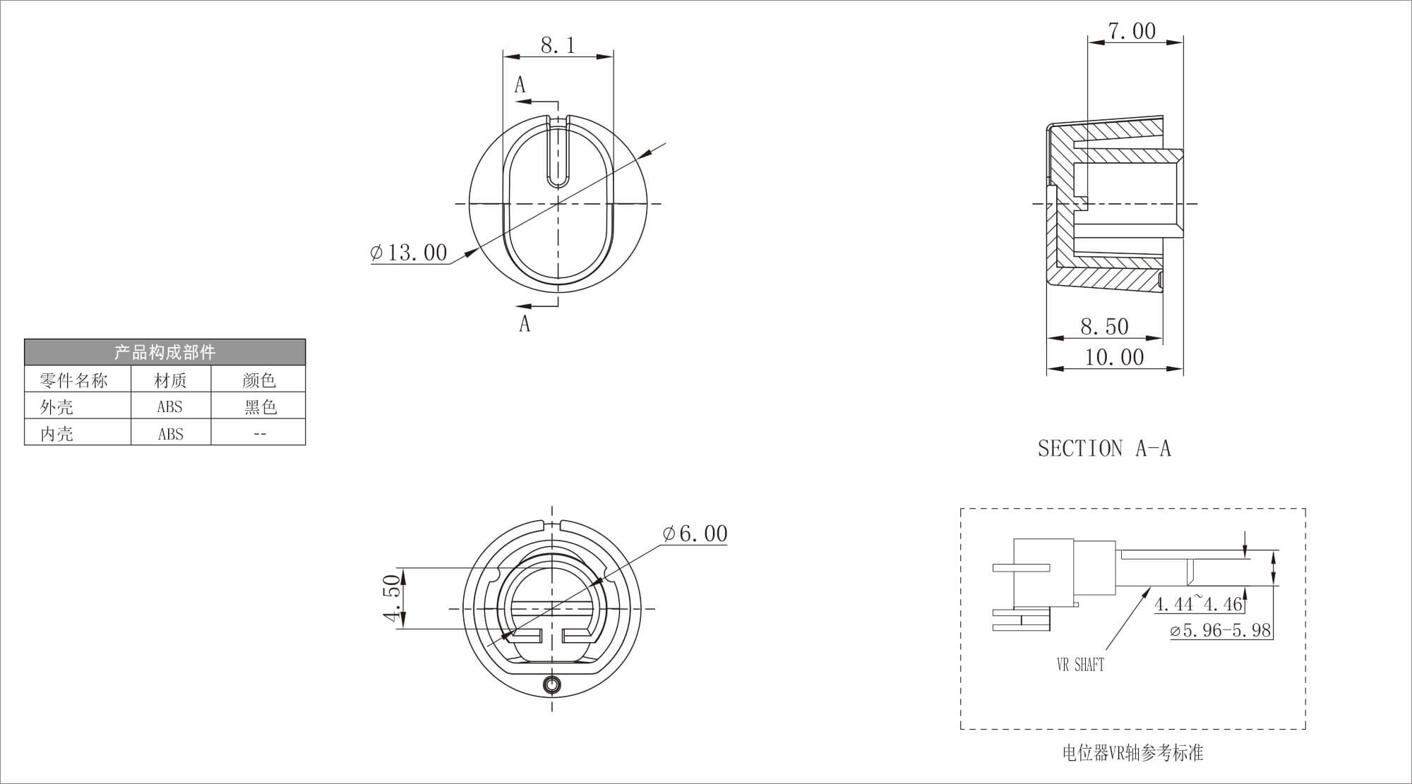 Plastic Two Color Knob X129